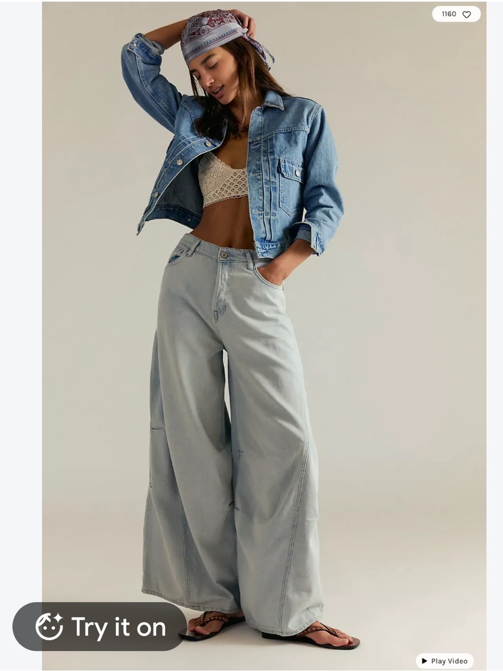 We the Free Westward Demi Wide-Leg Jeans - Light Blue NEVER WORN
